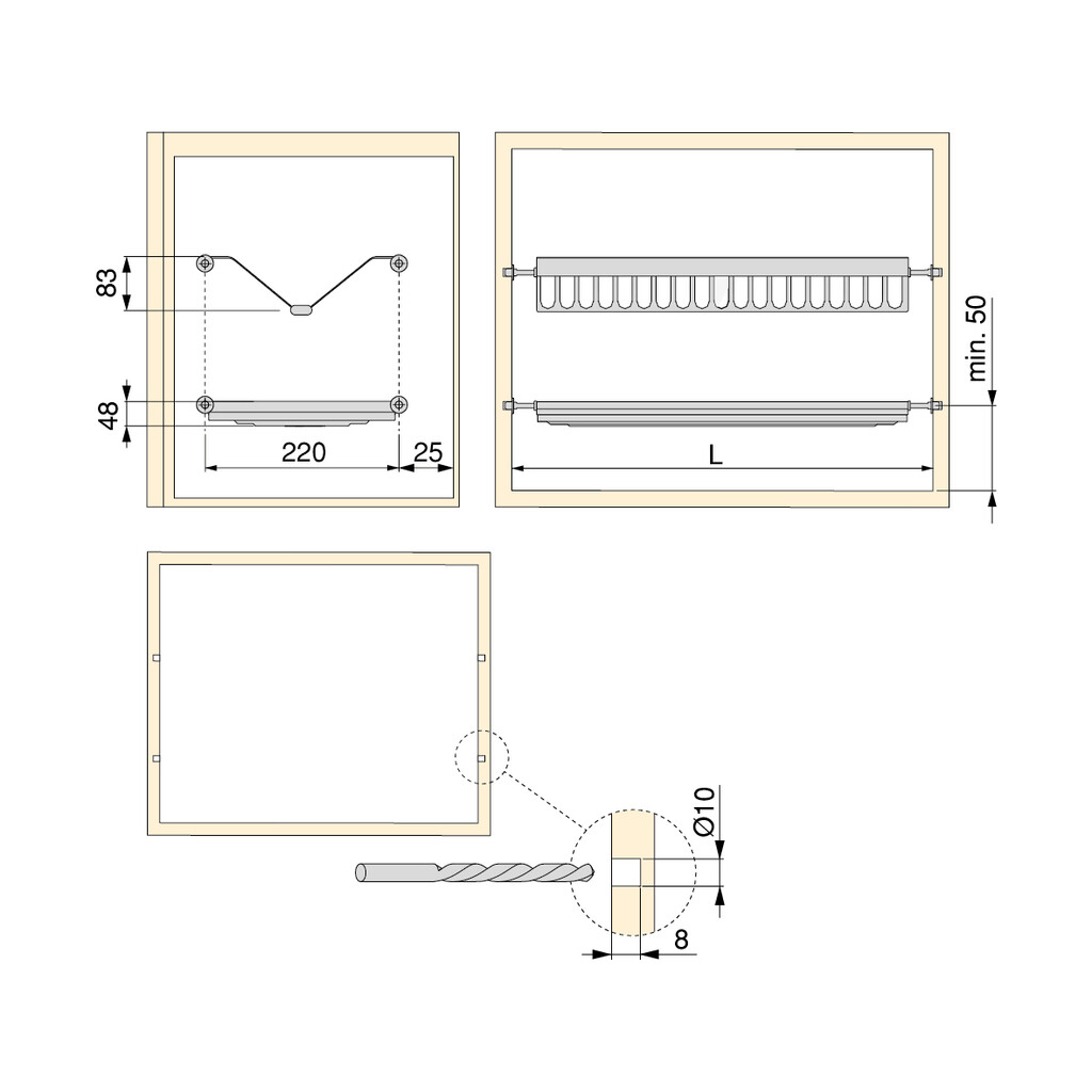 Stainless steel plate rack Drynox,  module 700mm, Stainless steel-3