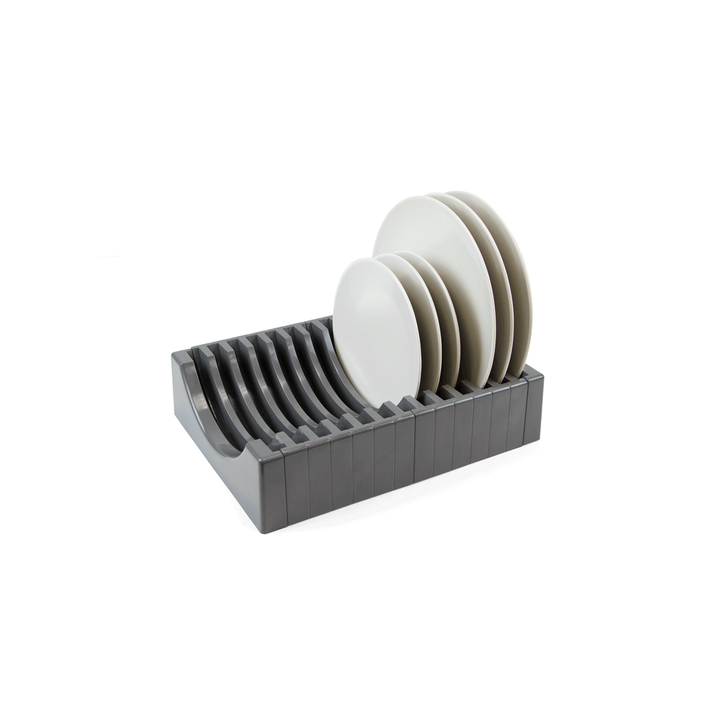 Lot Tellerorganisator für Möbel, Kapazität für 13 Teller, Kunststoff, Anthrazitgrau-3