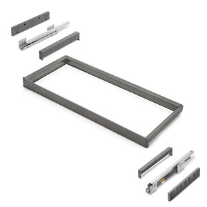 Frame with soft-close and full-extension slides for cabinet accessories Quartz, 887-913mm, Aluminium and plastic, Titanium product photo