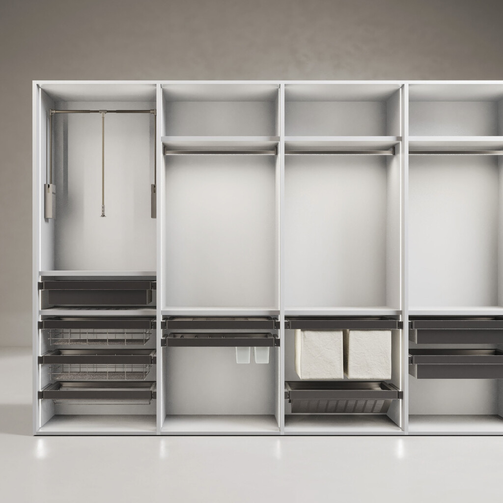 Frame with soft-close and full-extension slides for cabinet accessories Quartz, 1012-1038mm, Aluminium and plastic, Titanium-12