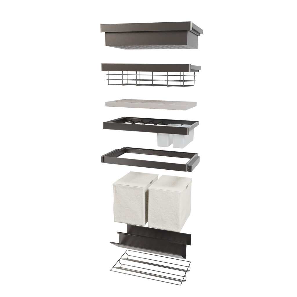 Frame with soft-close and full-extension slides for cabinet accessories Quartz, 1012-1038mm, Aluminium and plastic, Titanium-13