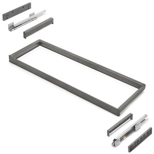 Frame with soft-close and full-extension slides for cabinet accessories Quartz, 1012-1038mm, Aluminium and plastic, Titanium product photo