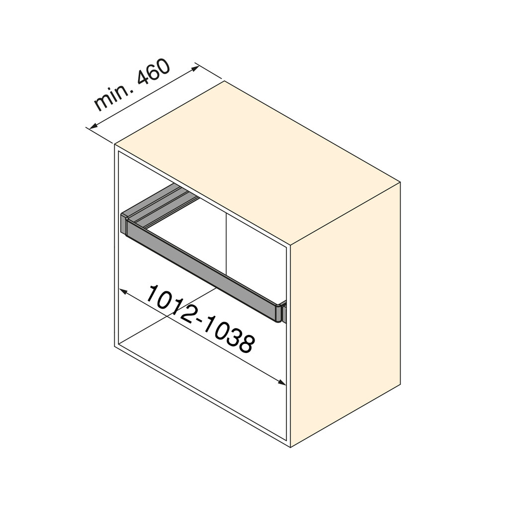Frame with soft-close and full-extension slides for cabinet accessories Quartz, 1012-1038mm, Aluminium and plastic, Titanium-2