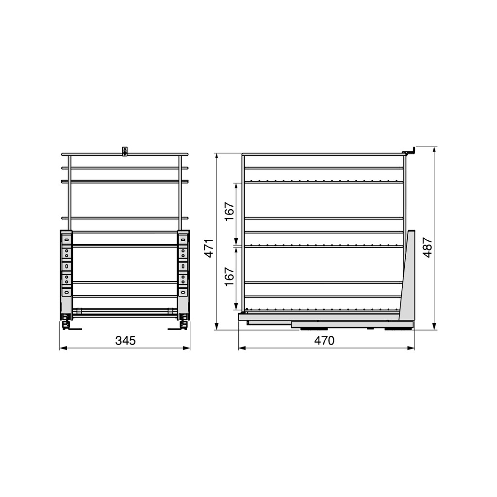 Supra Pull-out rack for lower fixing with soft closing, module 400mm, Steel, Chrome plated-1