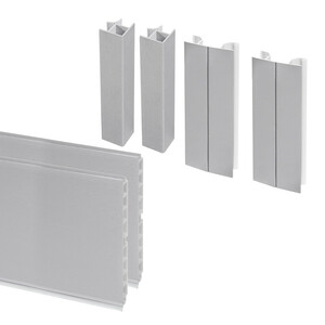 Lote de 2 zócalos para cocina Plasline con accesorios de unión, altura 100mm, 2 barras de lognitud 2.35m, Plástico, Anodizado satinado foto del producto