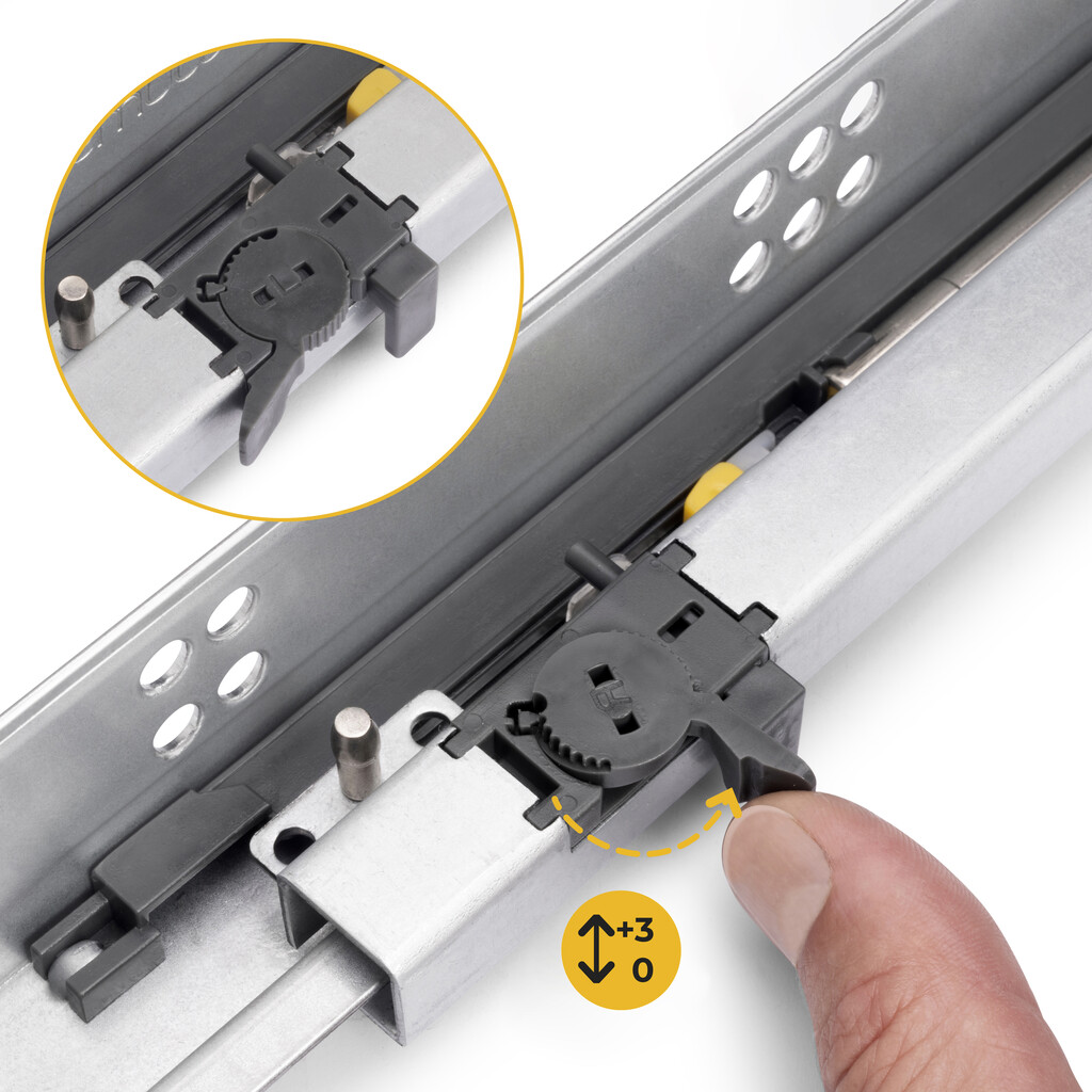 Pair of Concealed slides for drawers Integrity, partial extension, with soft closing, depth 240mm, Steel, Zinc plated-5