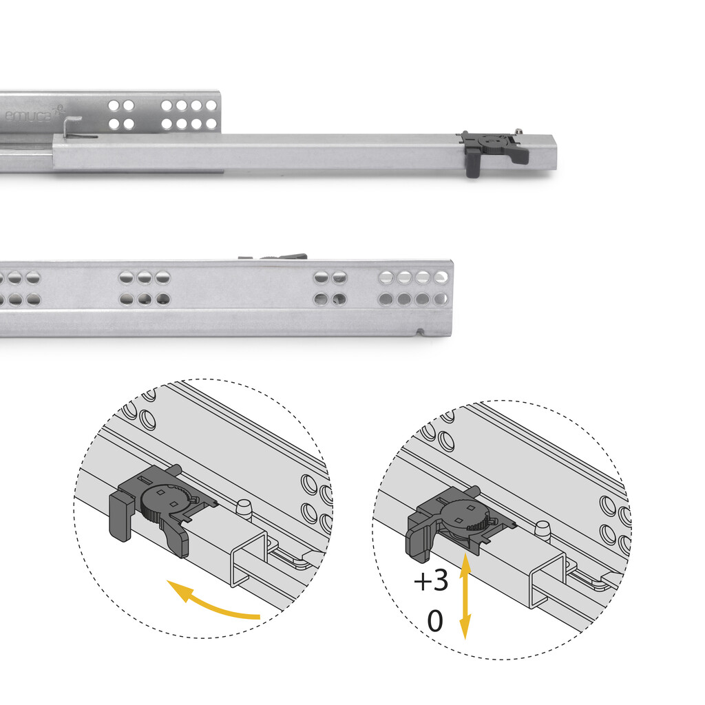 Pair of Concealed slides for drawers Integrity, partial extension, with soft closing, depth 240mm, Steel, Zinc plated-2