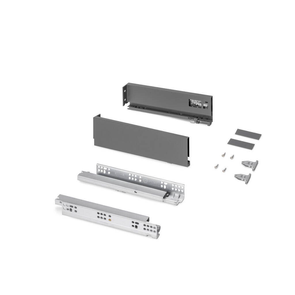 External drawer Protone 30kg , total extraction runners with soft closing, height 93mm, depth 300mm, Steel, Anthracite Grey-Primary