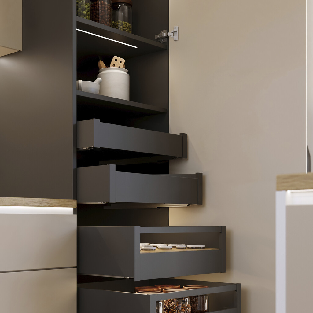 External drawer Protone 30kg , total extraction runners with soft closing, height 93mm, depth 300mm, Steel, Anthracite Grey-2
