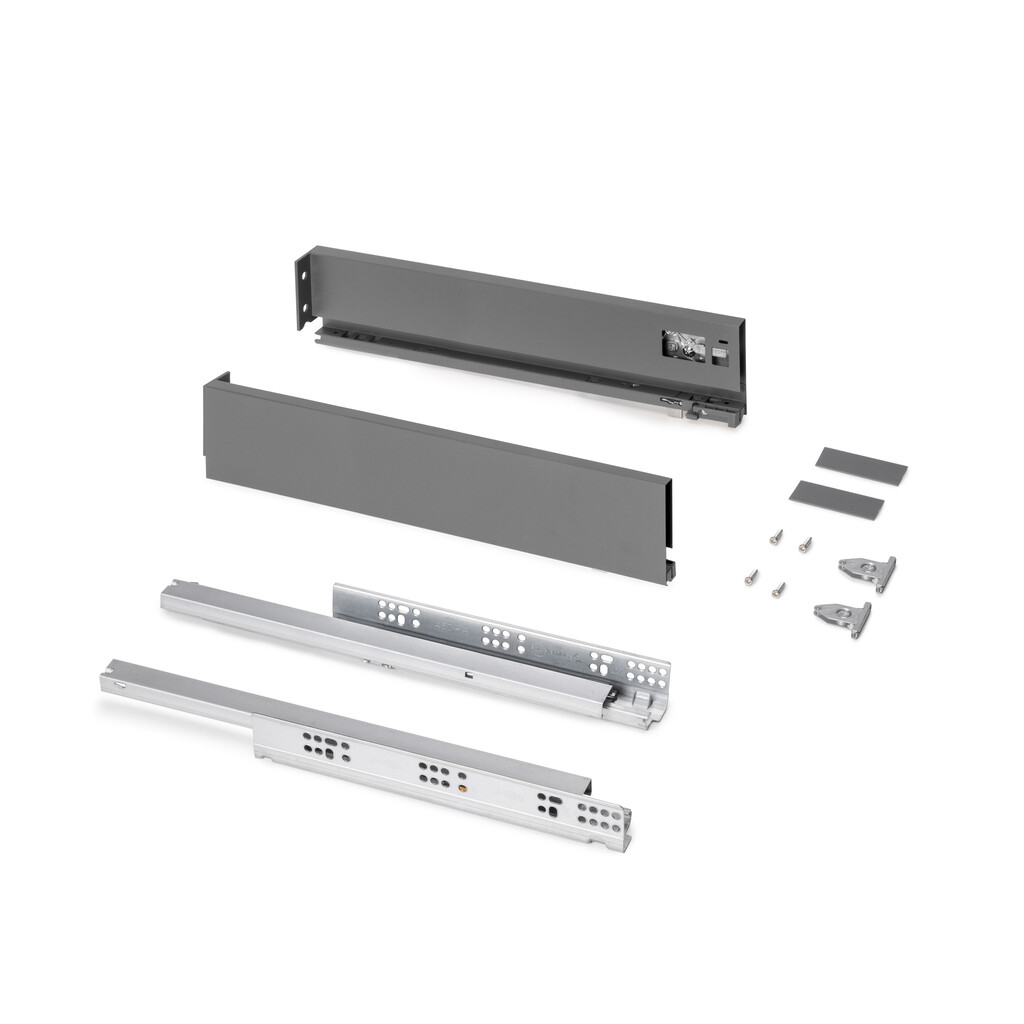External drawer Protone 30kg , total extraction runners with soft closing, height 93mm, depth 450mm, Steel, Anthracite Grey-Primary