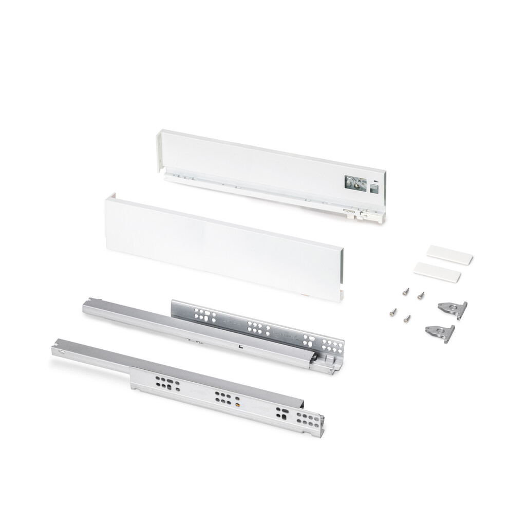 External drawer Protone 30kg , total extraction runners with soft closing, height 93mm, depth 450mm, Steel, White painted-Primary
