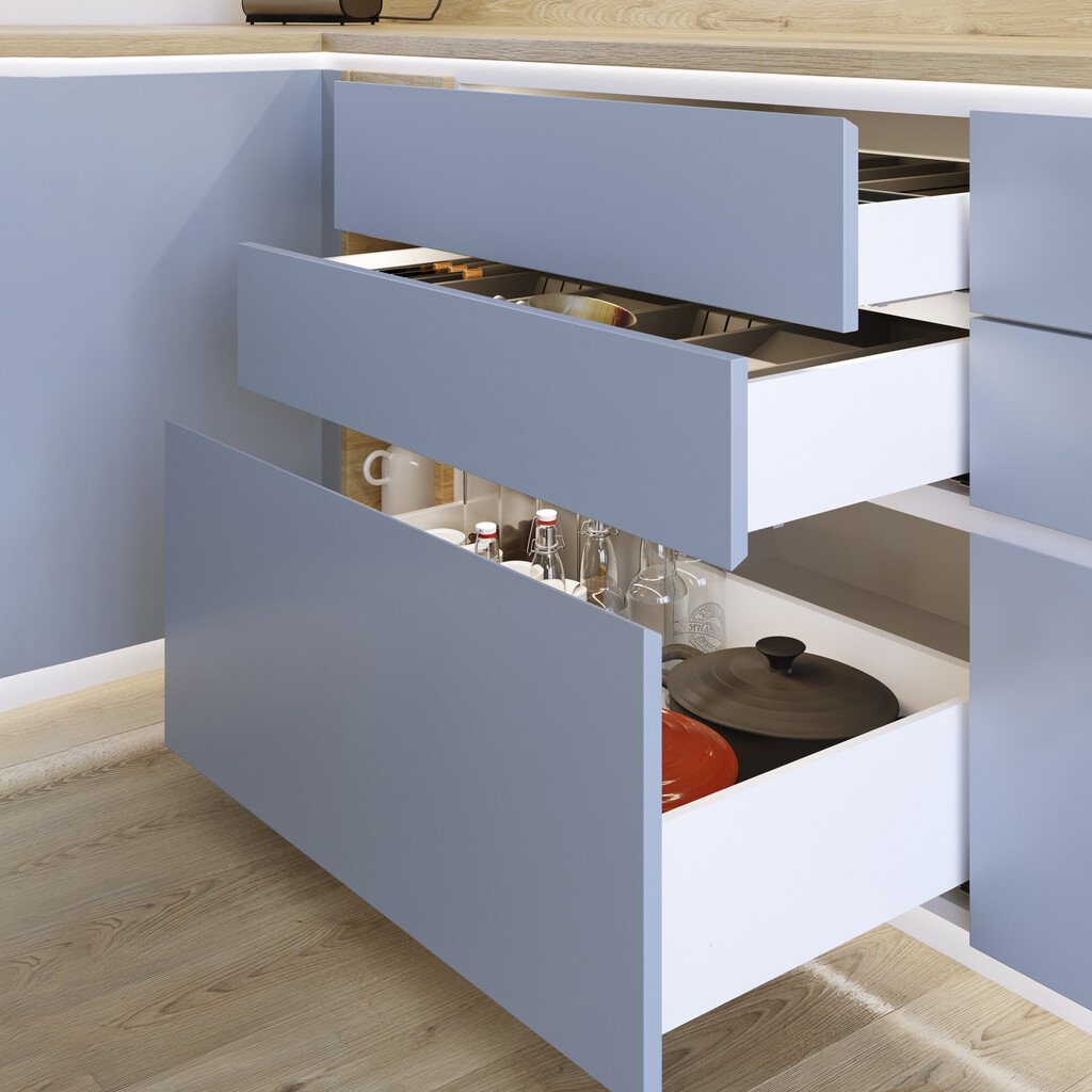 External drawer Protone 30kg , total extraction runners with soft closing, height 93mm, depth 450mm, Steel, White painted-2