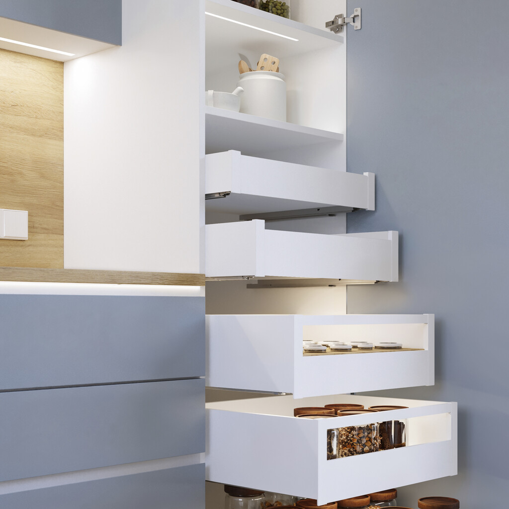 External drawer Protone 30kg , total extraction runners with soft closing, height 93mm, depth 450mm, Steel, White painted-4