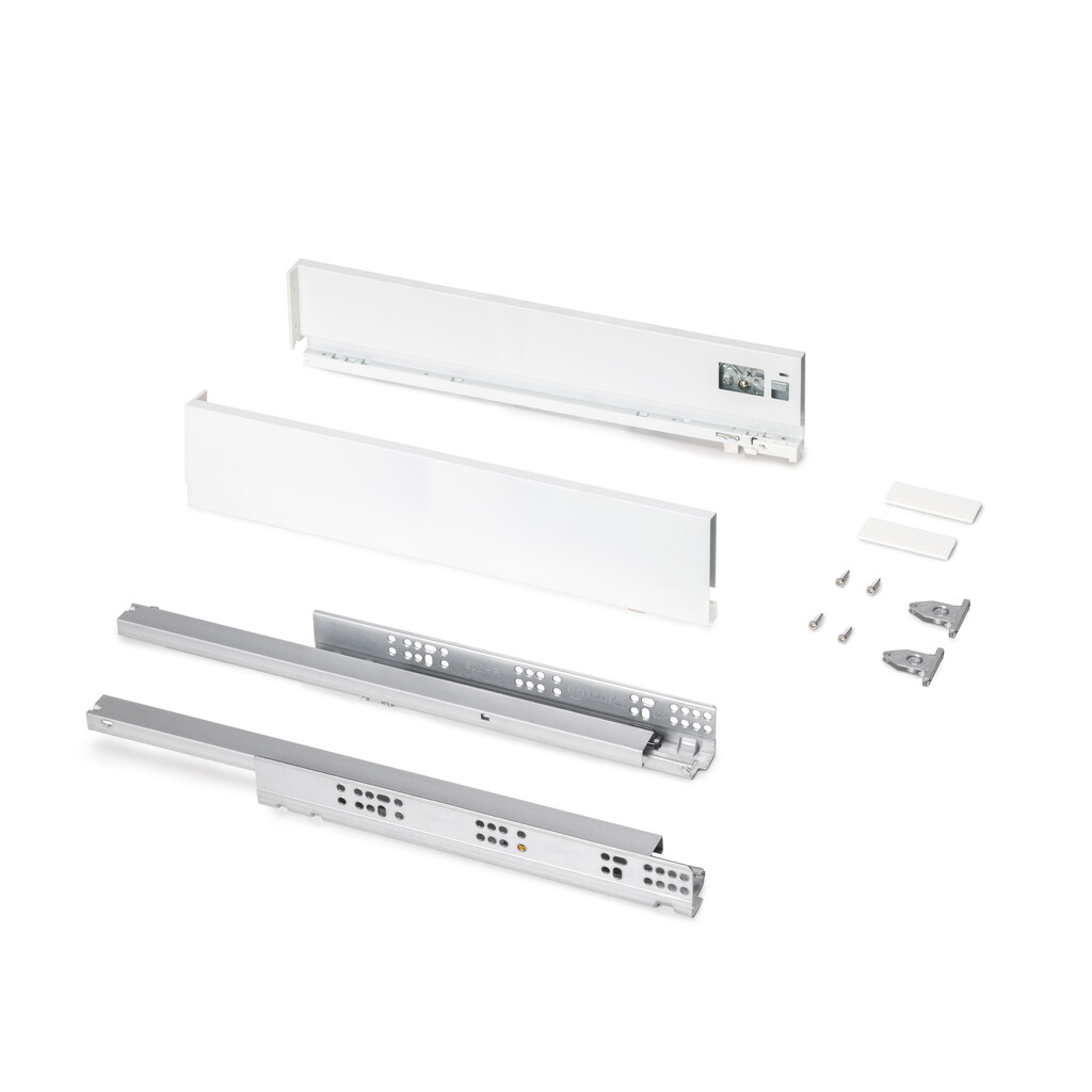 External drawer Protone 30kg , total extraction runners with soft closing, height 93mm, depth 500mm, Steel, White painted-Primary