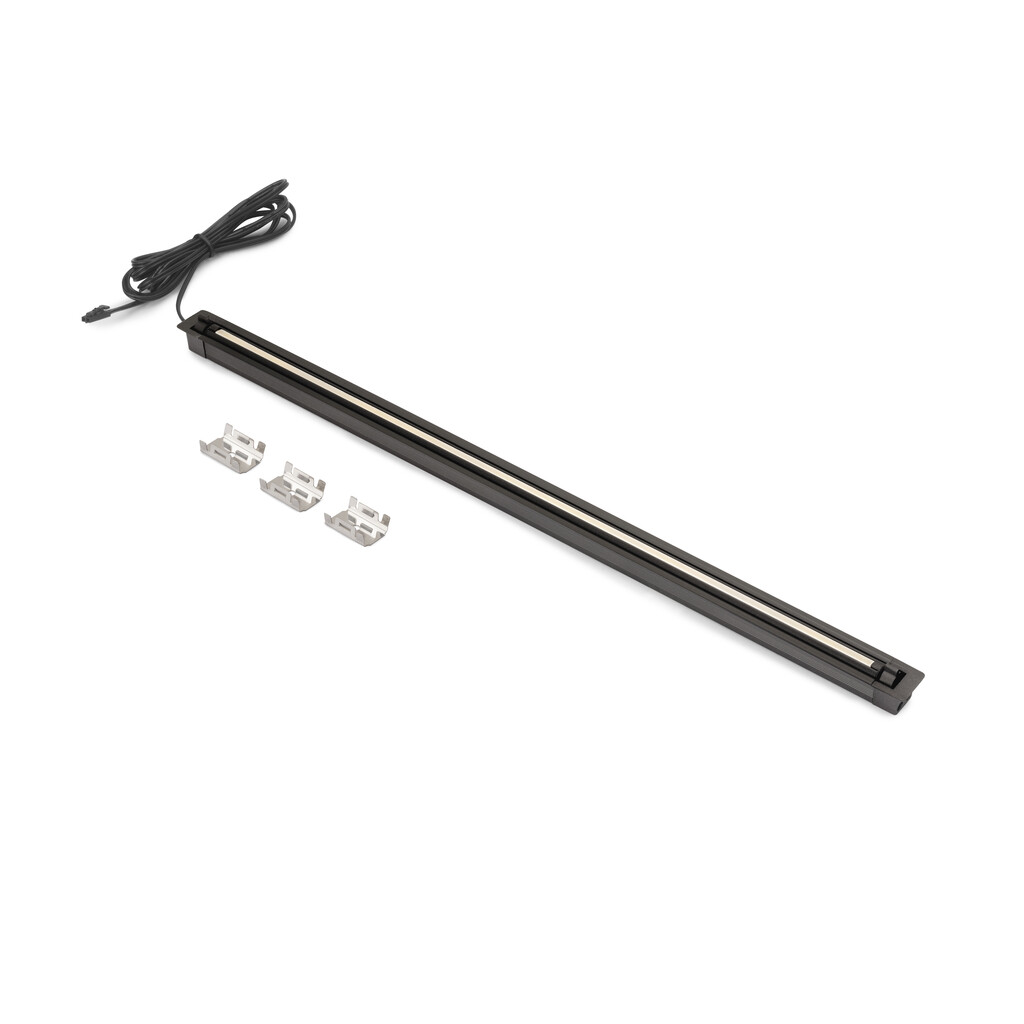 Luminaire orientable LED Syrma à encastrer (24 V CC), longueur 400mm, Blanc chaud 2.700K, Aluminium et Plastique, Anodisé noir-Primary