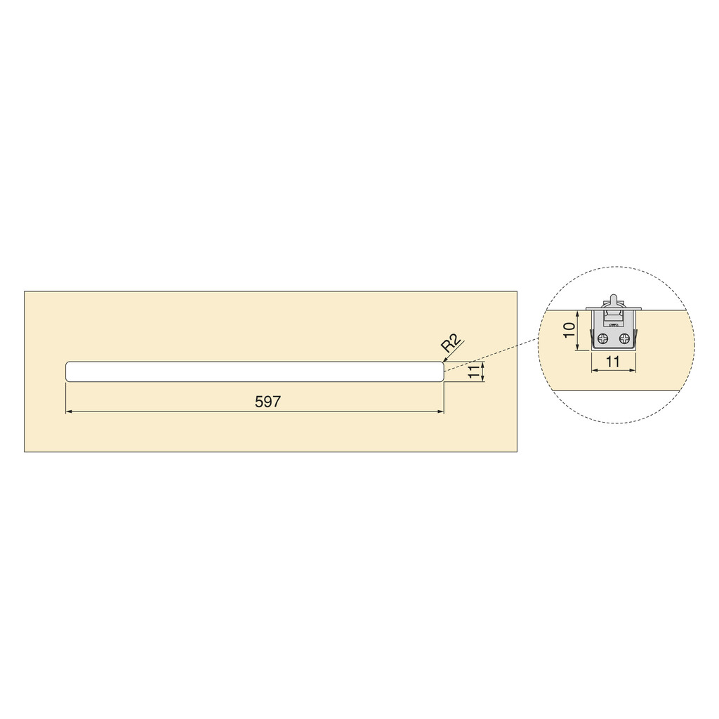 Luminária de encastrar LED Syrma ajustável (24V DC), comprimento 600mm, Branco quente 2.700K, Alumínio e Plástico, Anodizado negro-2