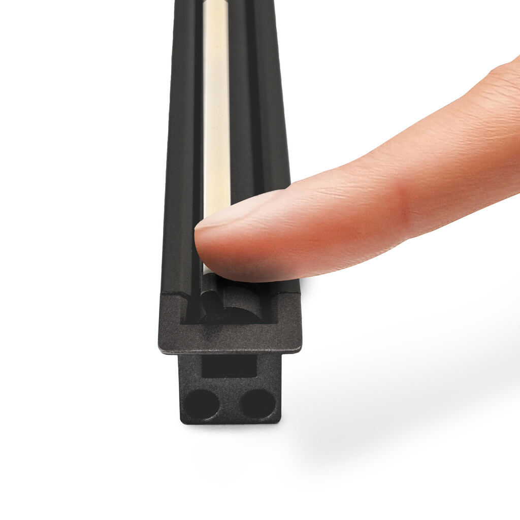 Luminária de encastrar LED Syrma ajustável (24V DC), comprimento 600mm, Branco quente 2.700K, Alumínio e Plástico, Anodizado negro-5