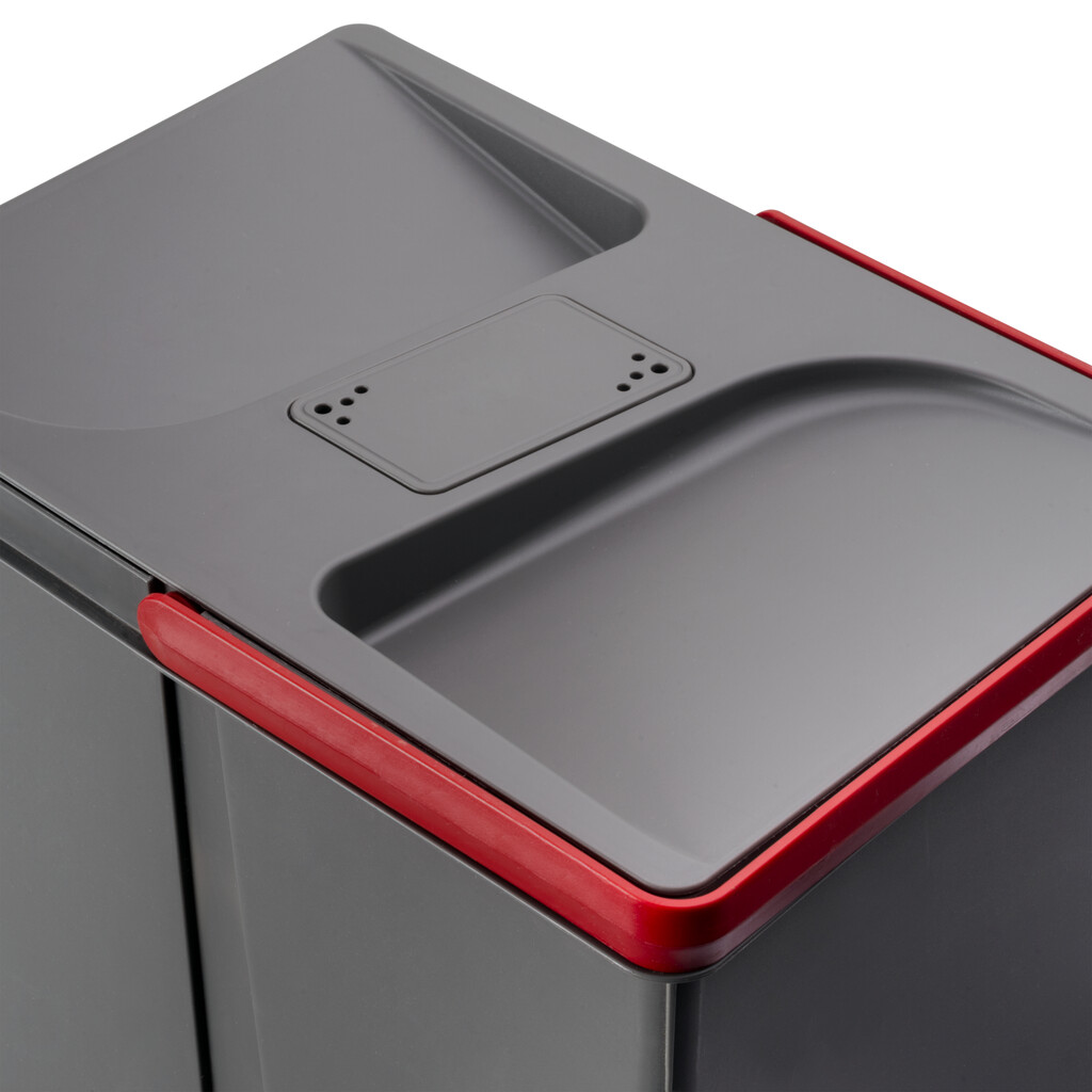 Poubelles pour tiroir de cuisine Recycle avec couvercle anti-odeurs, Hauteur 216mm, 2x12litres, Plastique gris anthracite-3