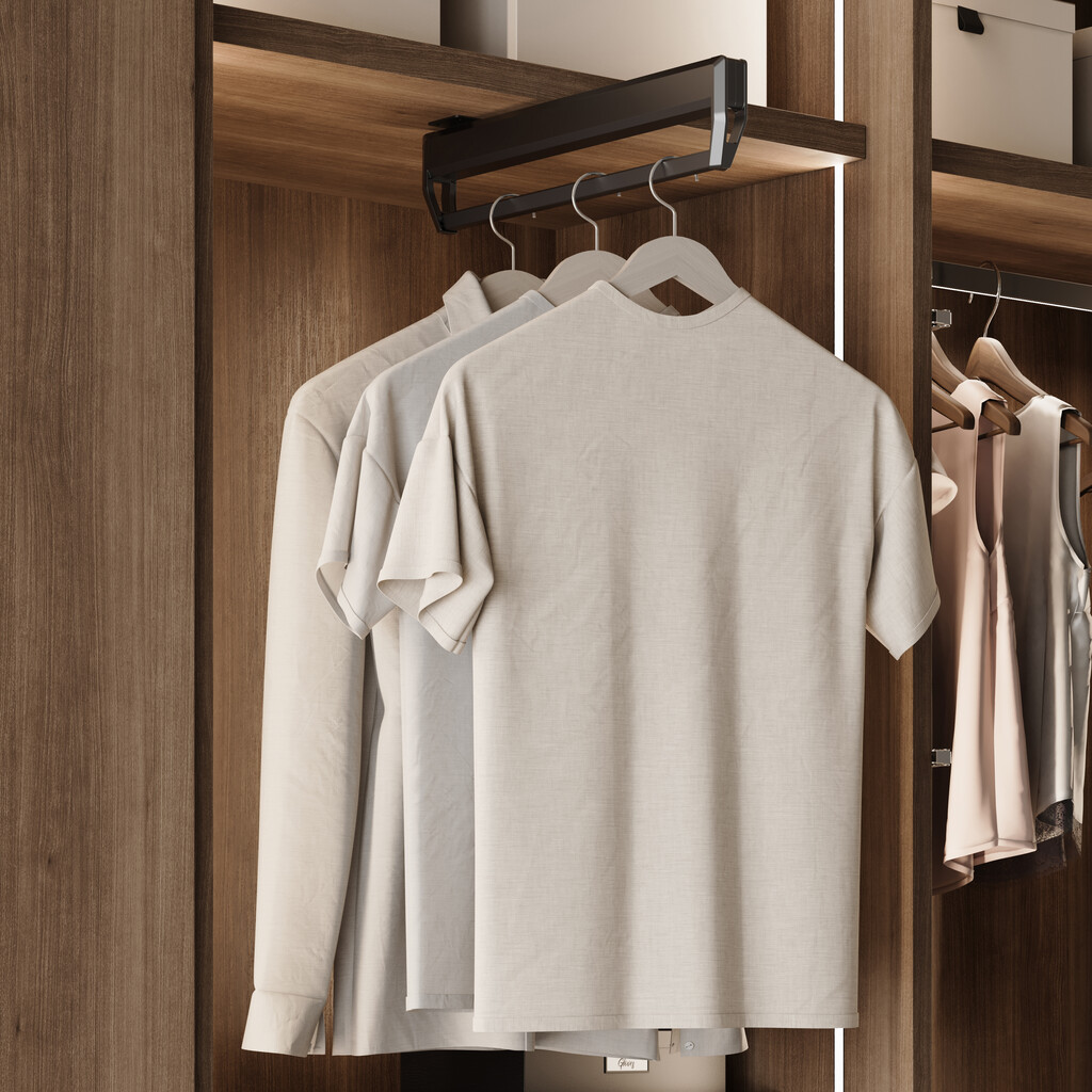 Porte-vêtements avec barre extractible de placard Quartz, Plastique et Aluminium, Titane-2