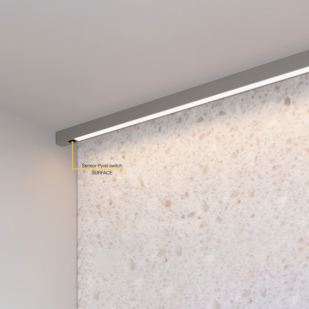 Kit de luminaire LED de surface Pyxis pour cuisine, Longueur 2.9m, Blanc naturel 4.000K, Capteur switch de proximité, convertisseur Smart 30W (24V DC), Aluminium et Plastique, Anodisé mat-6