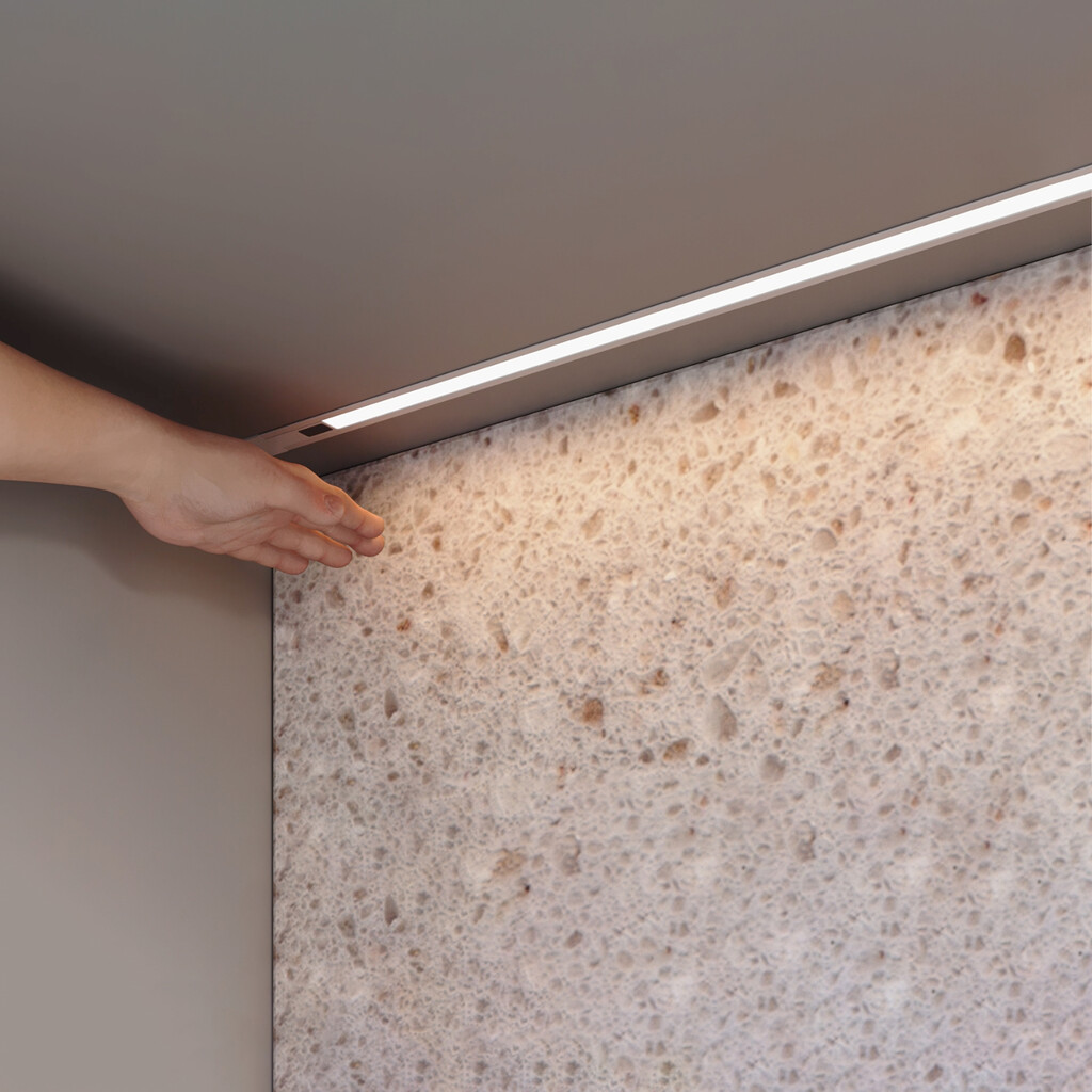 Kit de luminaire LED de surface Pyxis pour cuisine, Longueur 2.9m, Blanc naturel 4.000K, Capteur switch de proximité, convertisseur Smart 30W (24V DC), Aluminium et Plastique, Anodisé mat-7