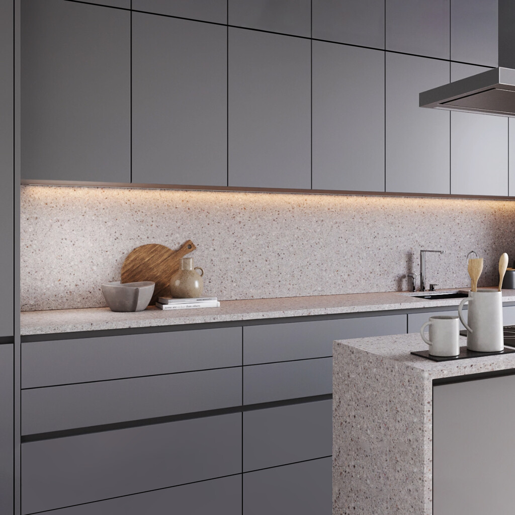 Kit de luminaire LED de surface Pyxis pour cuisine, Longueur 2.9m, Blanc naturel 4.000K, Capteur switch de proximité, convertisseur Smart 30W (24V DC), Aluminium et Plastique, Anodisé mat-8