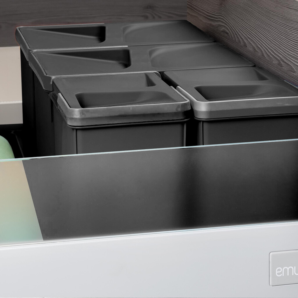 Recycle bin for kitchen drawer Recycle height 266mm, 1x15litres, Plastic, Black-4