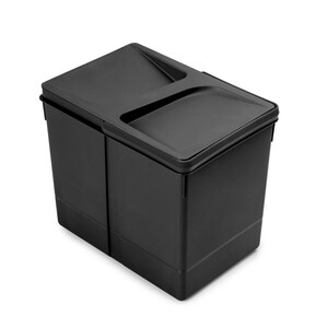Recycle bin for kitchen drawer Recycle height 266mm, 1x15litres, Plastic, Black product photo