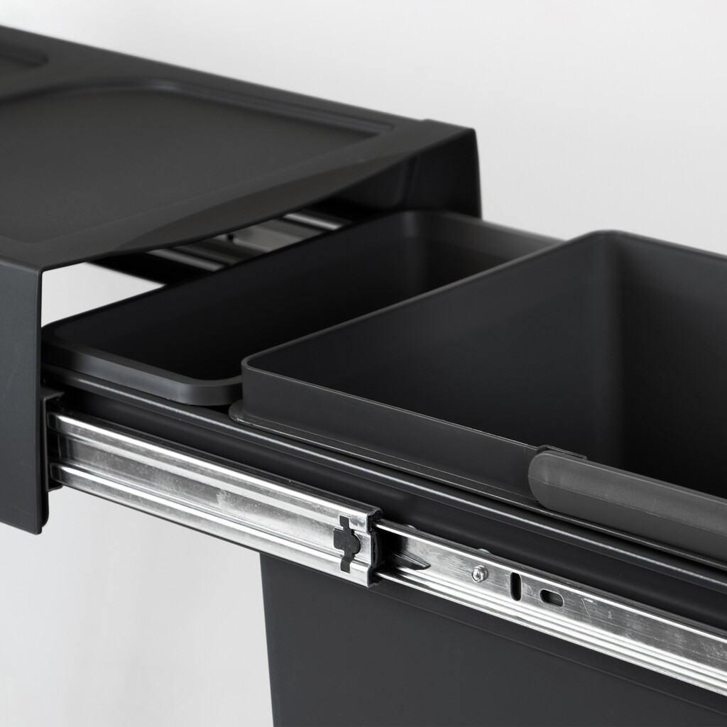 Recycling bin for lower mounting and manual pull-out in kitchen unit Recycle 1x20 litres, Plastic, Black-9