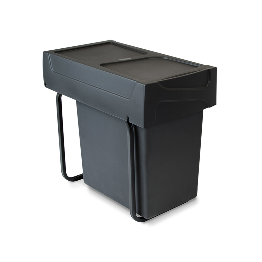 Recycling bin for lower mounting and manual pull-out in kitchen unit Recycle 1x20 litres, Plastic, Black-8