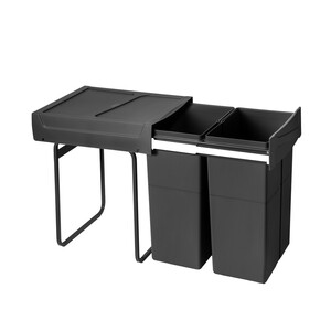 Recycling bin for lower mounting and manual pull-out in kitchen unit Recycle 2x25litres, Plastic, Black product photo