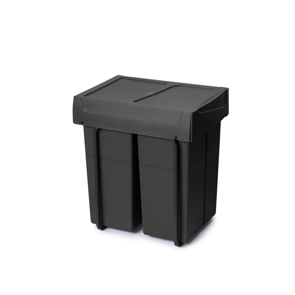 Recycling bin for lower mounting and manual pull-out in kitchen unit Recycle 2x25litres, Plastic, Black-10