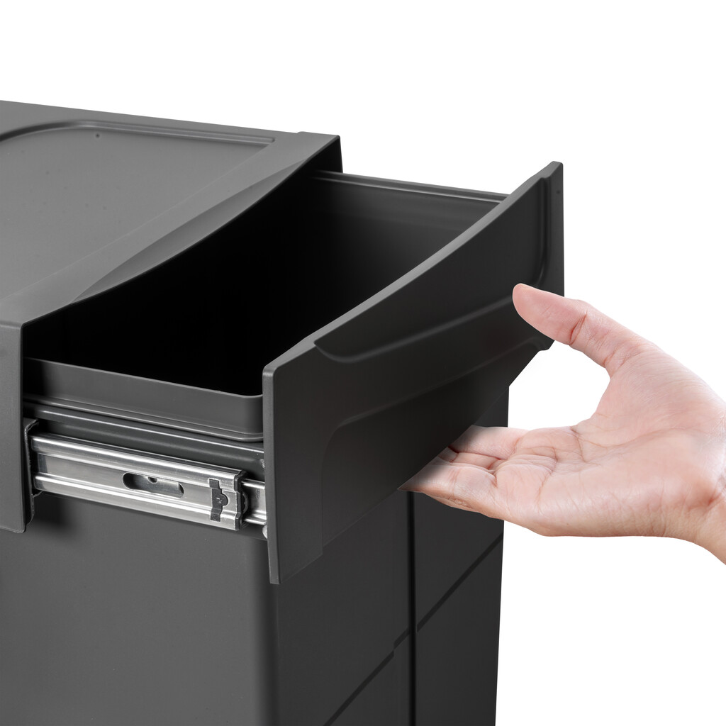 Recycling bin for lower mounting and manual pull-out in kitchen unit Recycle 2x25litres, Plastic, Black-12