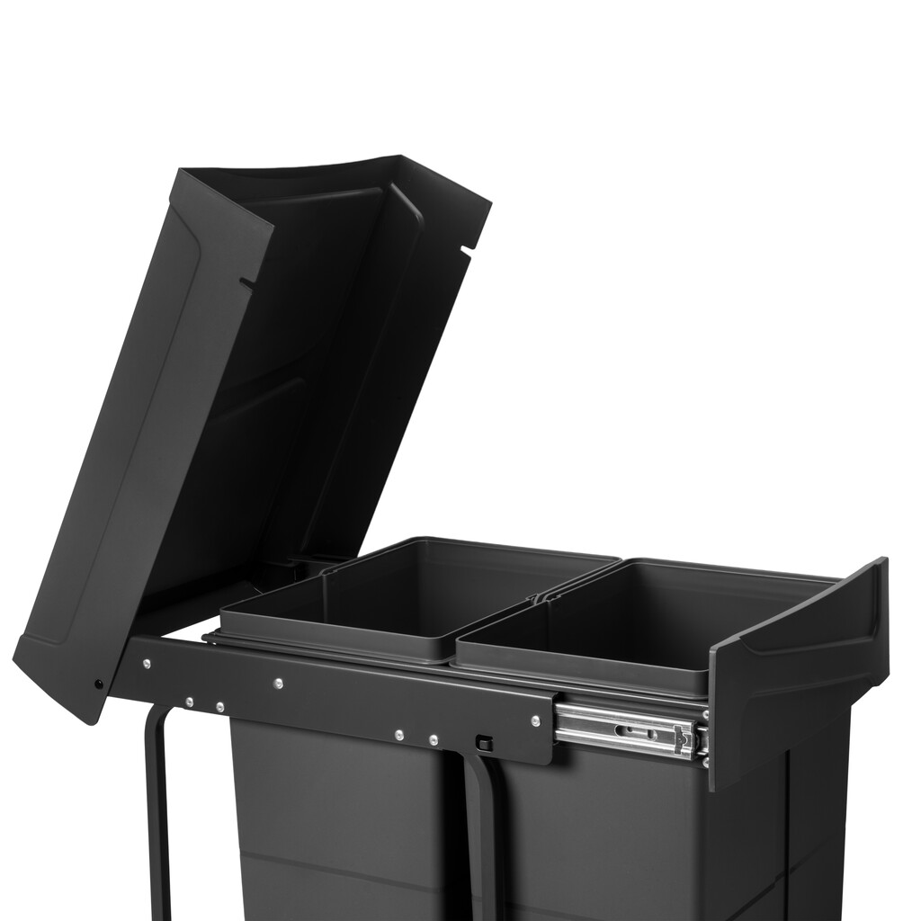 Recycling bin for lower mounting and manual pull-out in kitchen unit Recycle 2x25litres, Plastic, Black-15