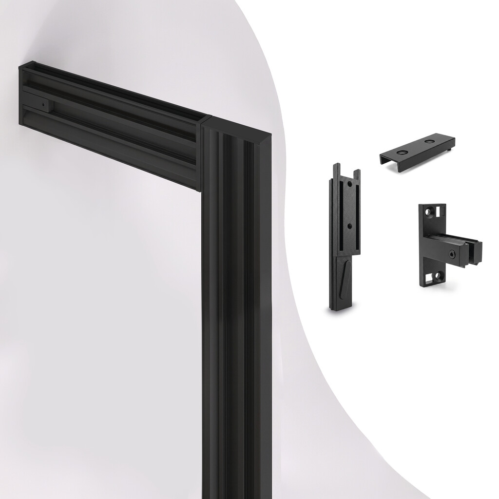 Kit de matériel pour la fixation des profilés Zero LED au mur, Zamak, Peint en noir texturé-8
