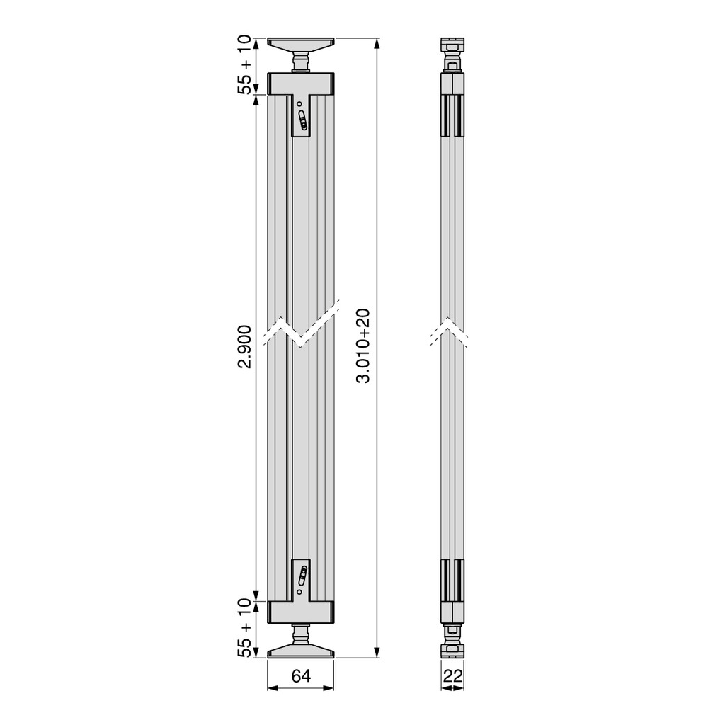Lote de 2 estructuras Zero LED con herrajes y perfiles para montaje al suelo y a techo con nivelador rectangular, Acero y Zamak, Pintado negro texturizado-1