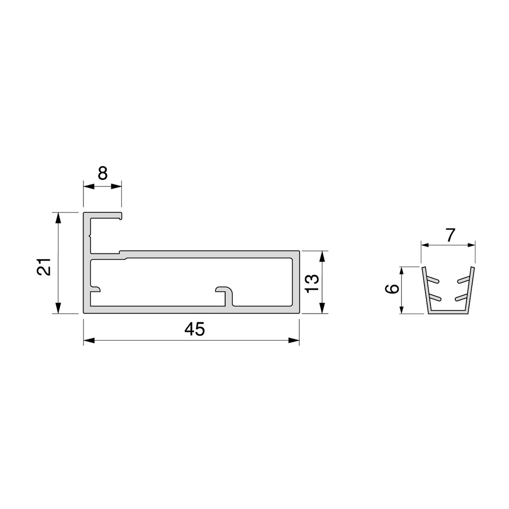 Profile kit for making doors for Plus 4 wardrobes, Length 2.35 m, aluminium, Textured black painted finish-1