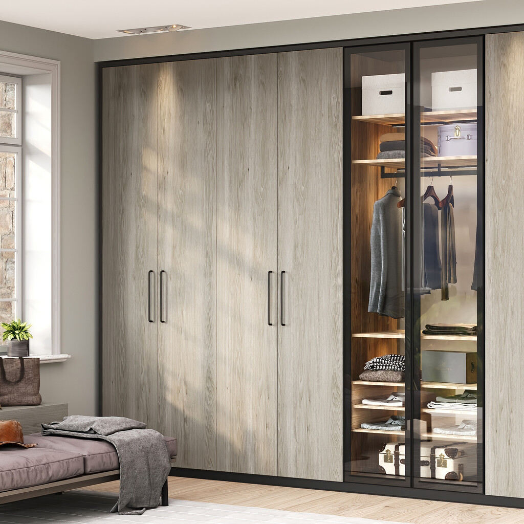 Profile kit for making doors for Plus 4 wardrobes, Length 2.35 m, aluminium, Textured black painted finish-4
