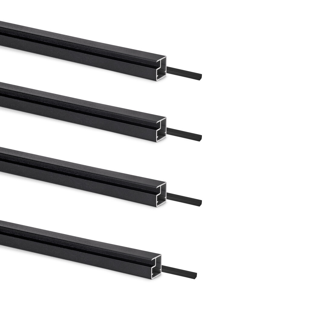 Profile kit for making doors for Plus 7 wardrobes, Length 2.35 m, aluminium, Textured black painted finish-Primary