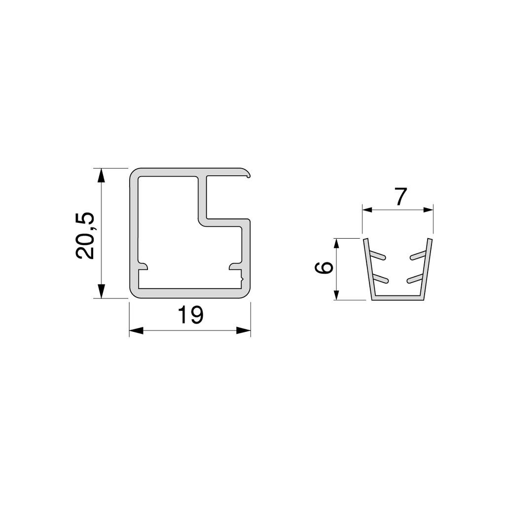 Profile kit for making doors for Plus 7 wardrobes, Length 2.35 m, aluminium, Textured black painted finish-1