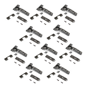 X91 full overlay hinge kit with soft closing mechanism, straight plate and decorative cover plate, Screw-on, Steel, Titanium product photo