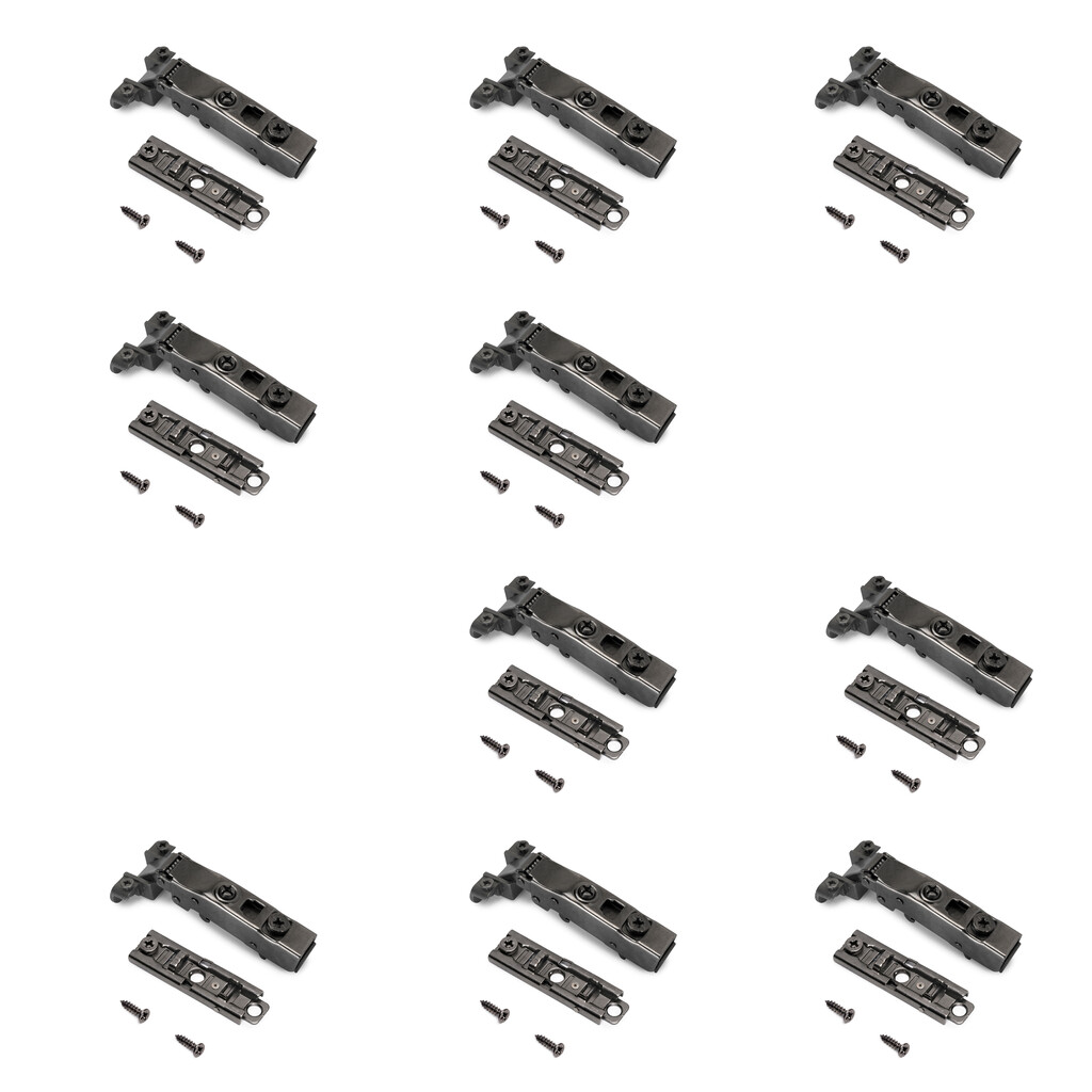 X91 full overlay hinge kit for aluminium profiles and straight plates, Screw-on, Steel and Zamak, Titanium-Primary