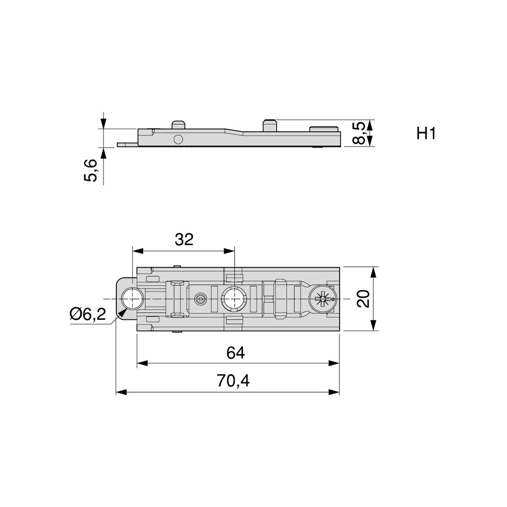 X91 full overlay hinge kit for aluminium profiles and straight plates, Screw-on, Steel and Zamak, Titanium-2