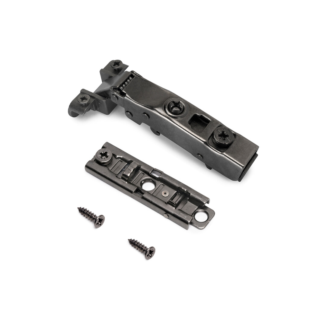 X91 full overlay hinge kit for aluminium profiles and straight plates, Screw-on, Steel and Zamak, Titanium-5