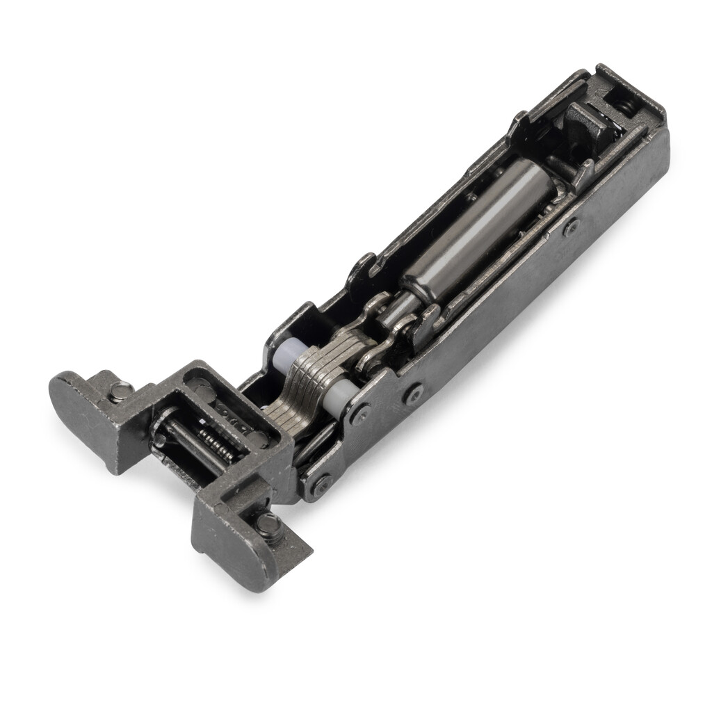 X91 full overlay hinge kit for aluminium profiles and straight plates, Screw-on, Steel and Zamak, Titanium-6