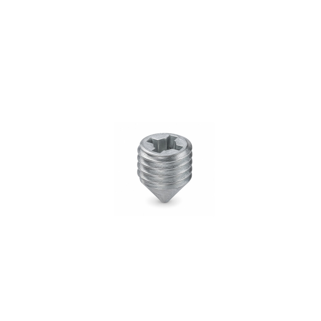 System Ø14 fastening screw, M8x10, 18 mm board, Zamak, Zinc plated-Primary