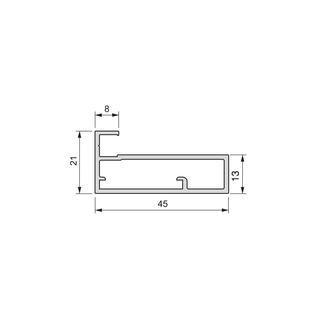 Profile for making cabinet doors Plus 4, 2,35 m, Matt anodized, Aluminium-1
