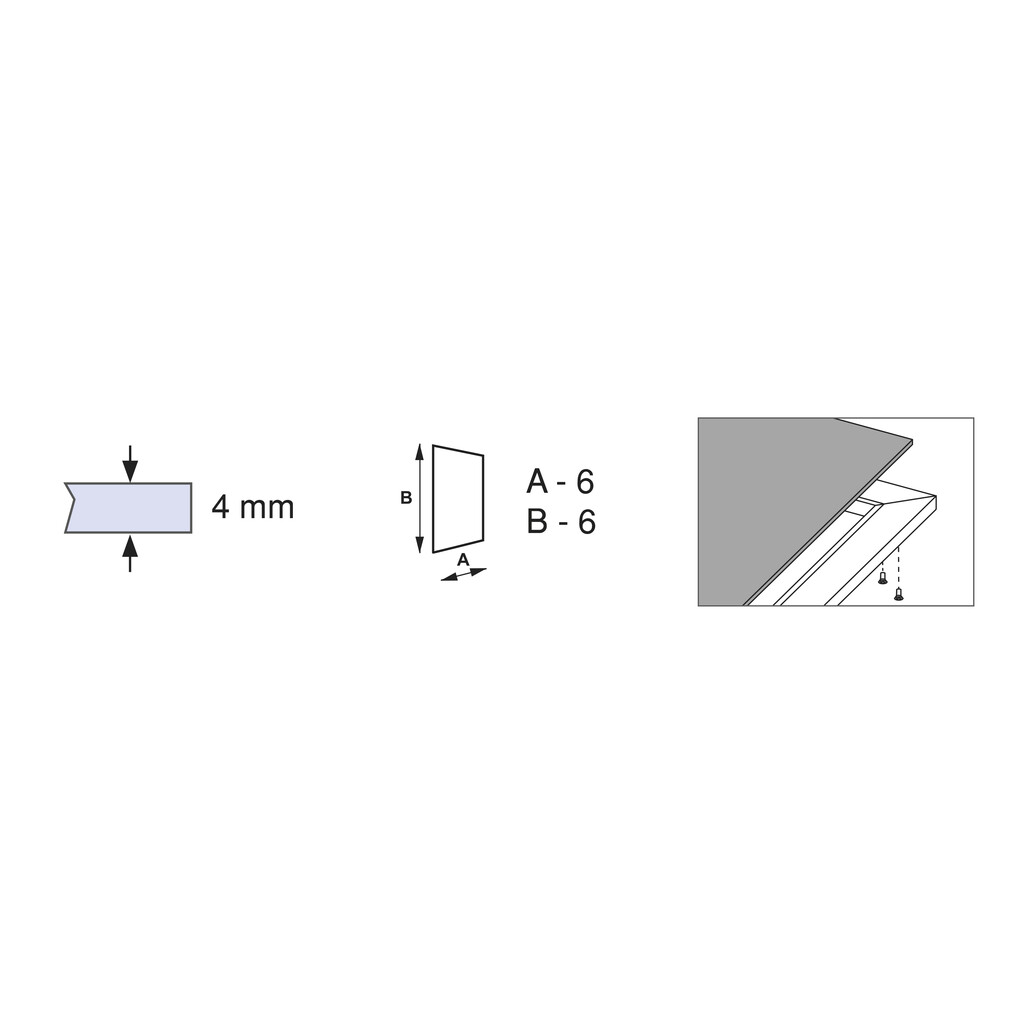 Profile for making cabinet doors Plus 4, 2,35 m, Matt anodized, Aluminium-2