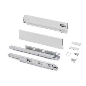 Vertex with 3D regulation External drawer, height 93mm, 40kg, board thickness of 18mm, depth 450mm, Steel, White painted product photo