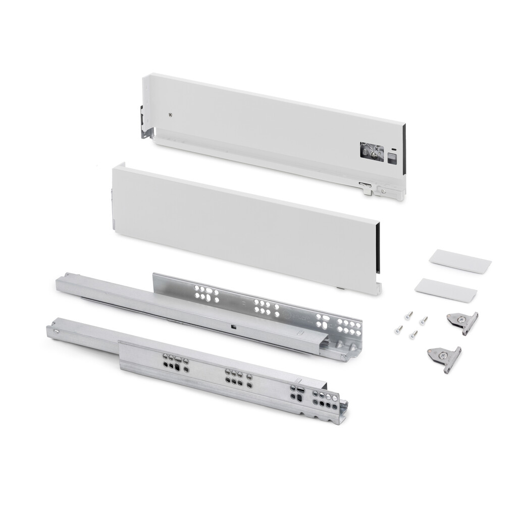 Vertex with 3D regulation External drawer, height 131mm, 40kg, board thickness of 18mm, depth 450mm, Steel, White painted-Primary